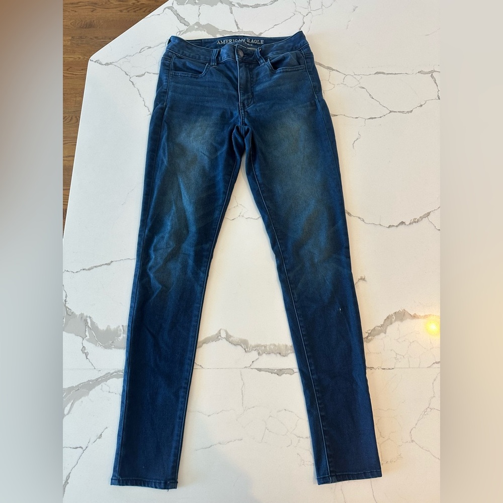 American Eagle Dark Blue Super Super Stretch High Rise Jeggings